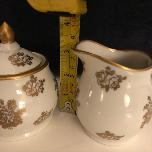 VINTAGE HAND PAINTED PORCELAINE DE FRANCE CREAM AND SUGAR SET - Picture 5 of 16
